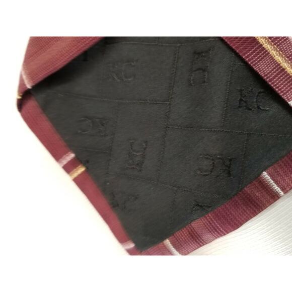 Kenneth Cole Tie New York 100% Silk Handmade Red Gold Silver Diamond - Picture 3 of 7